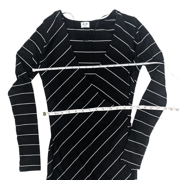Renvy Black Striped Faux Wrap Long Sleeve Mini s S - Picture 7 of 8
